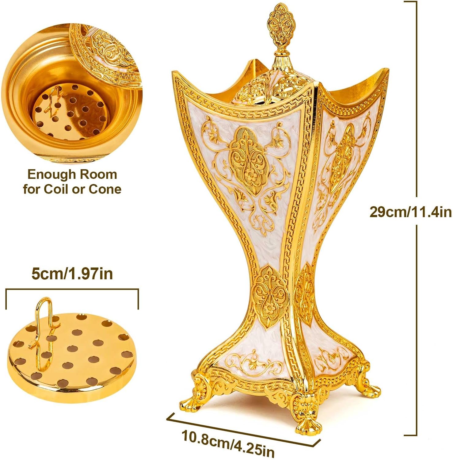 Bakhoor Incense Burner - 11 Inch Trophy Shape Gold