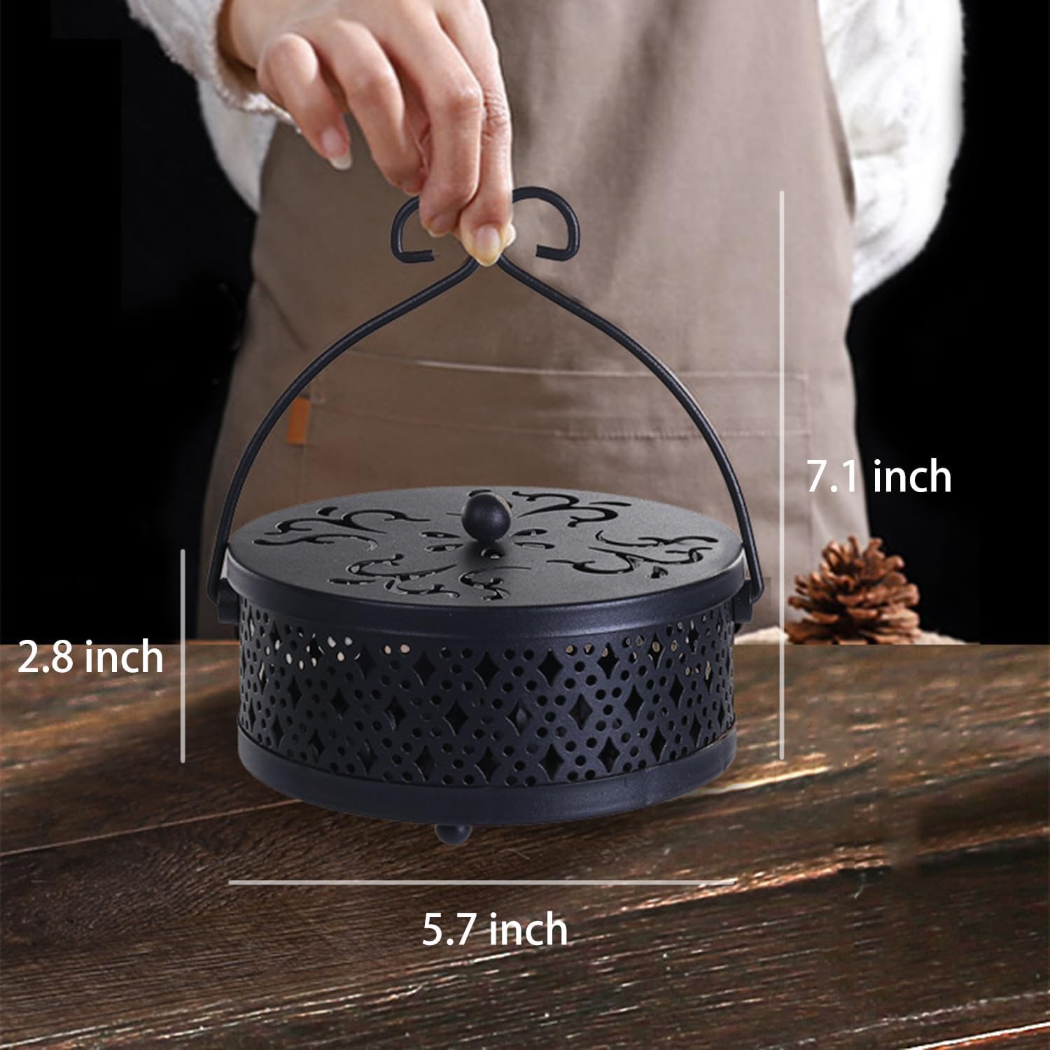 2 Pieces Mosquito Coil Holder Retro Portable Hanging Incense Burner with Handle Fireproof Holder for Home and Camping