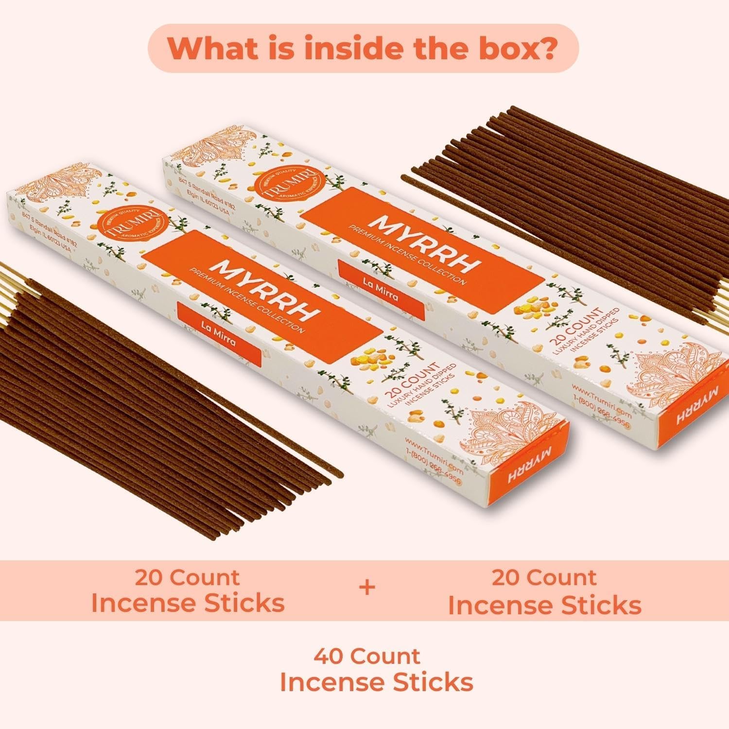 Myrrh Incense Sticks - 40 Stick Dual Pack - Natural Non Toxic