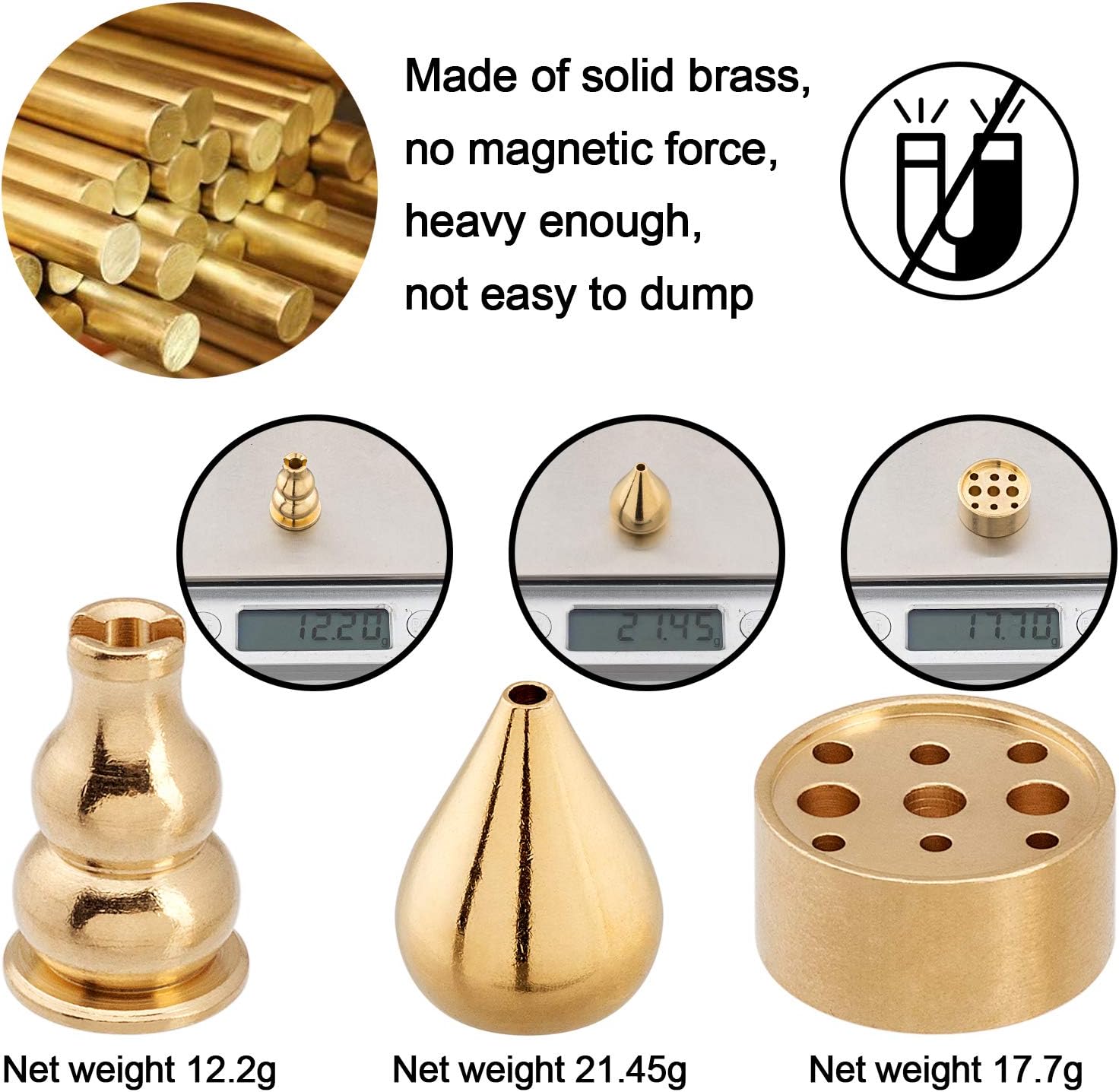 OIIKI Brass Incense Holder with 3 Styles