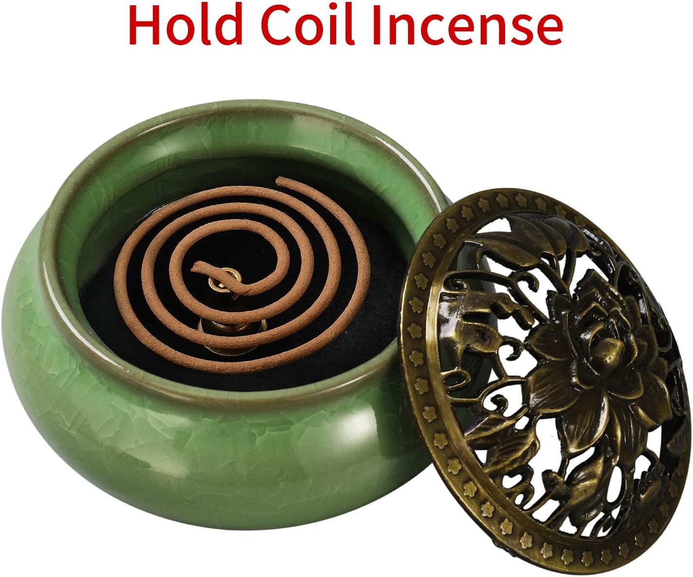 Miupoo Brass Incense Holder Ceramic Censer with Stand