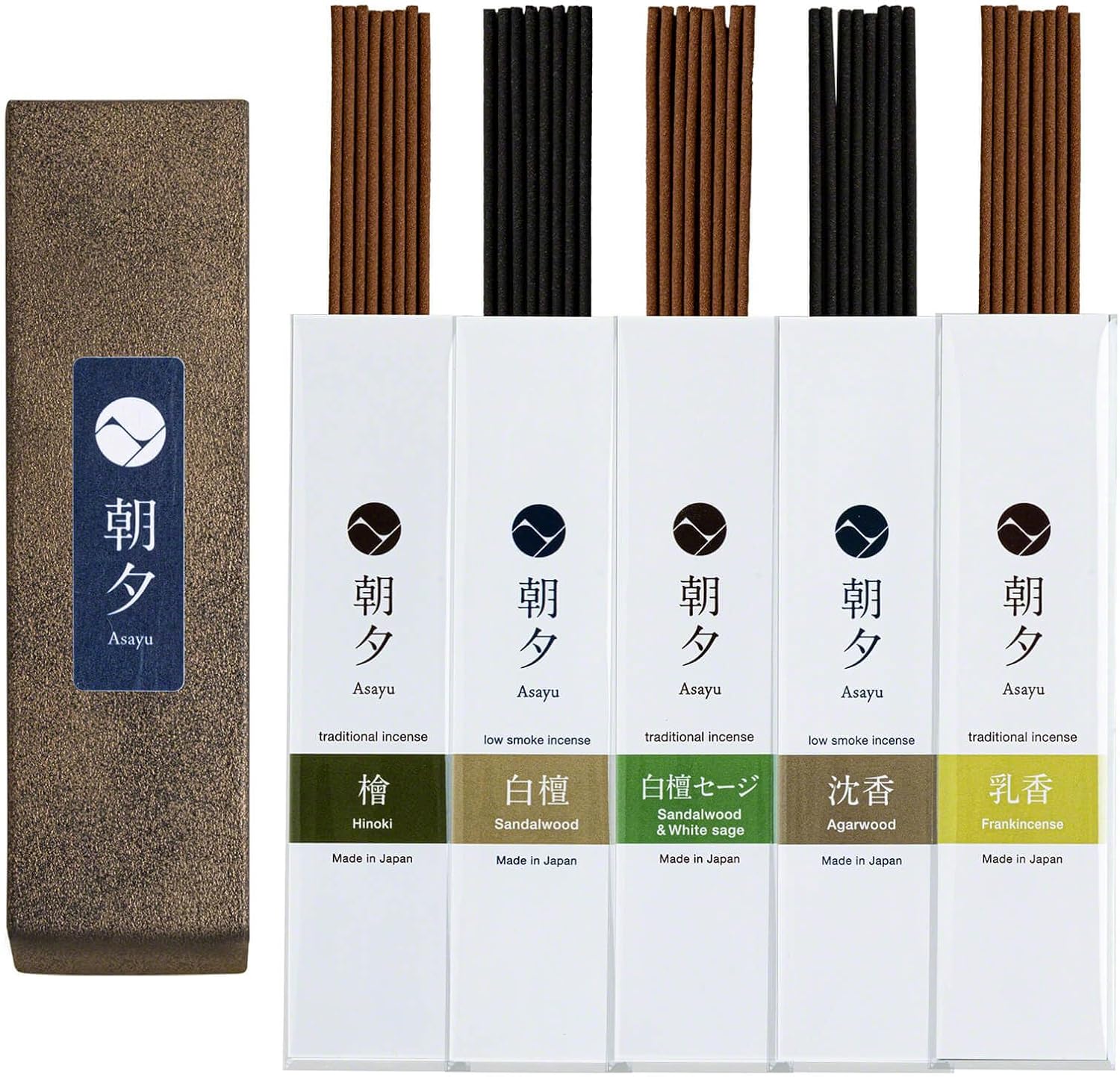 Asayu Japan Incense Sticks Assortment - 5 Natural Fragrances 20g