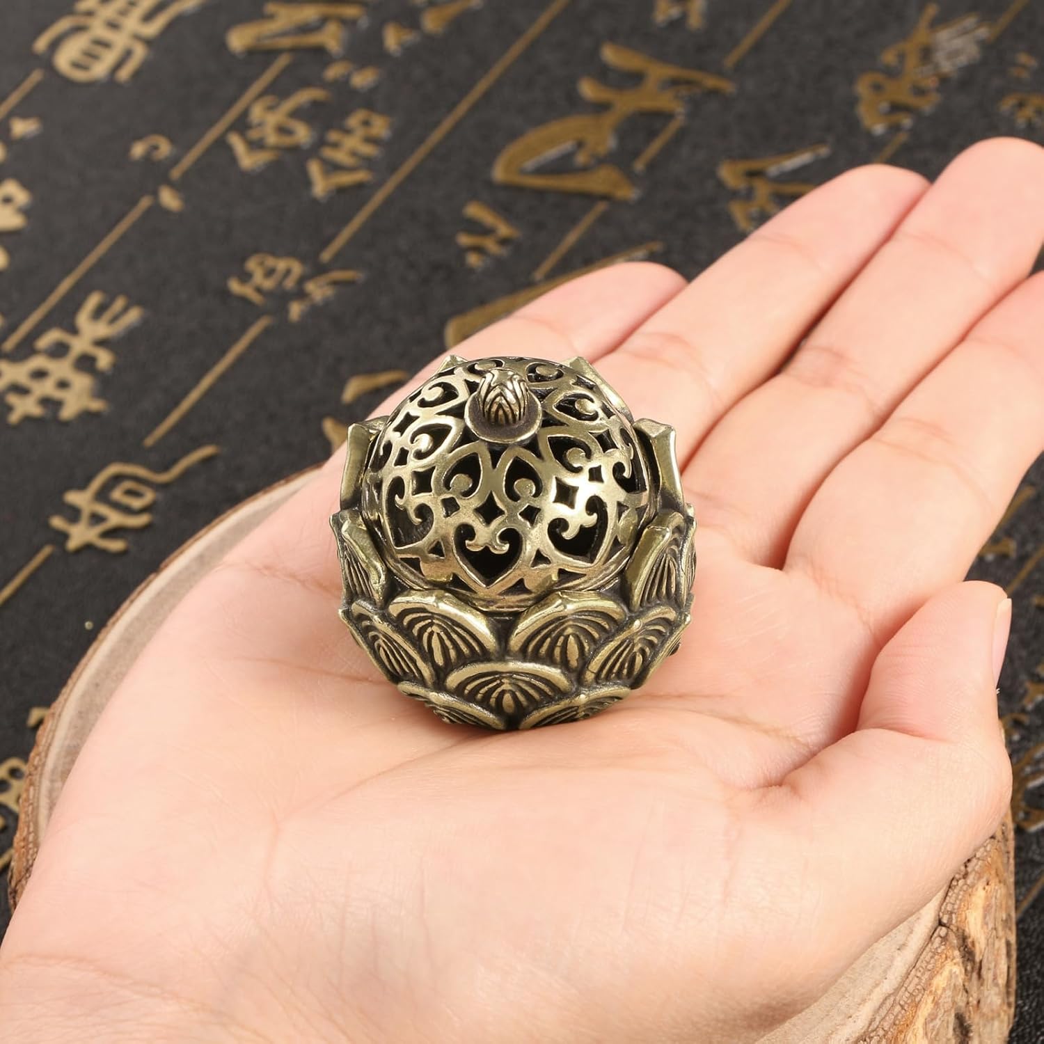 2Pcs Mini Brass Lotus Flower Incense Holder Decor