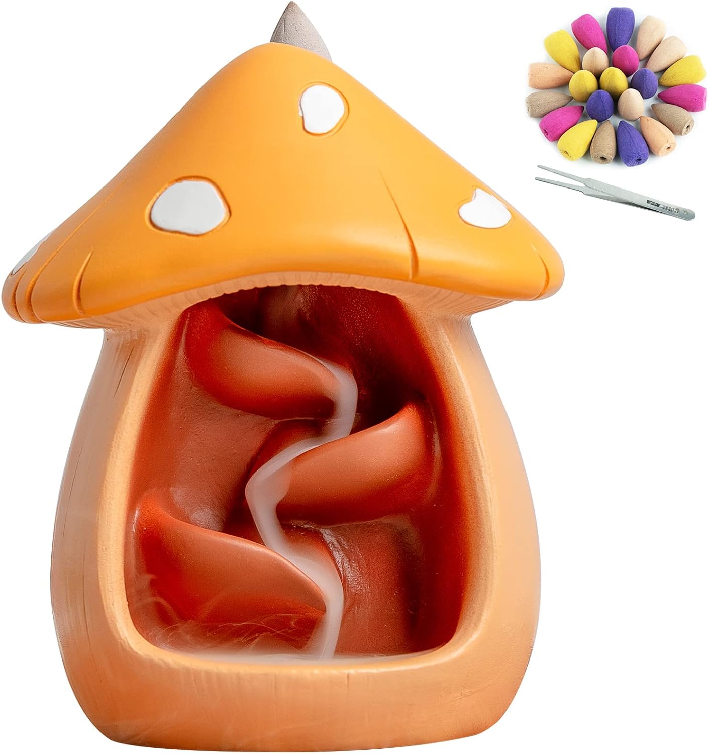 Cute Mushroom Incense Holder with 60 Cones