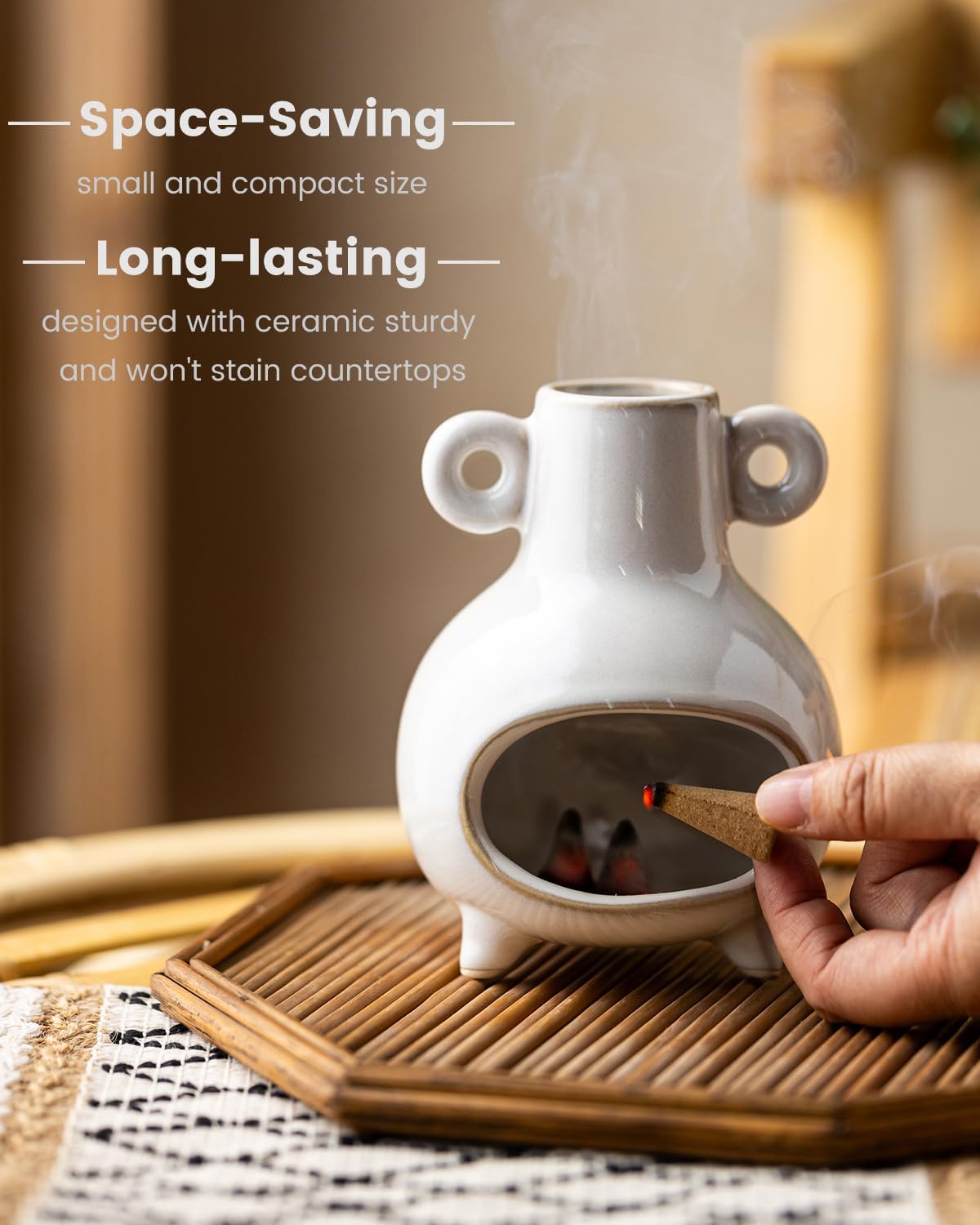 Mini Palo Santo Holder Burner White Ceramic Incense Stand