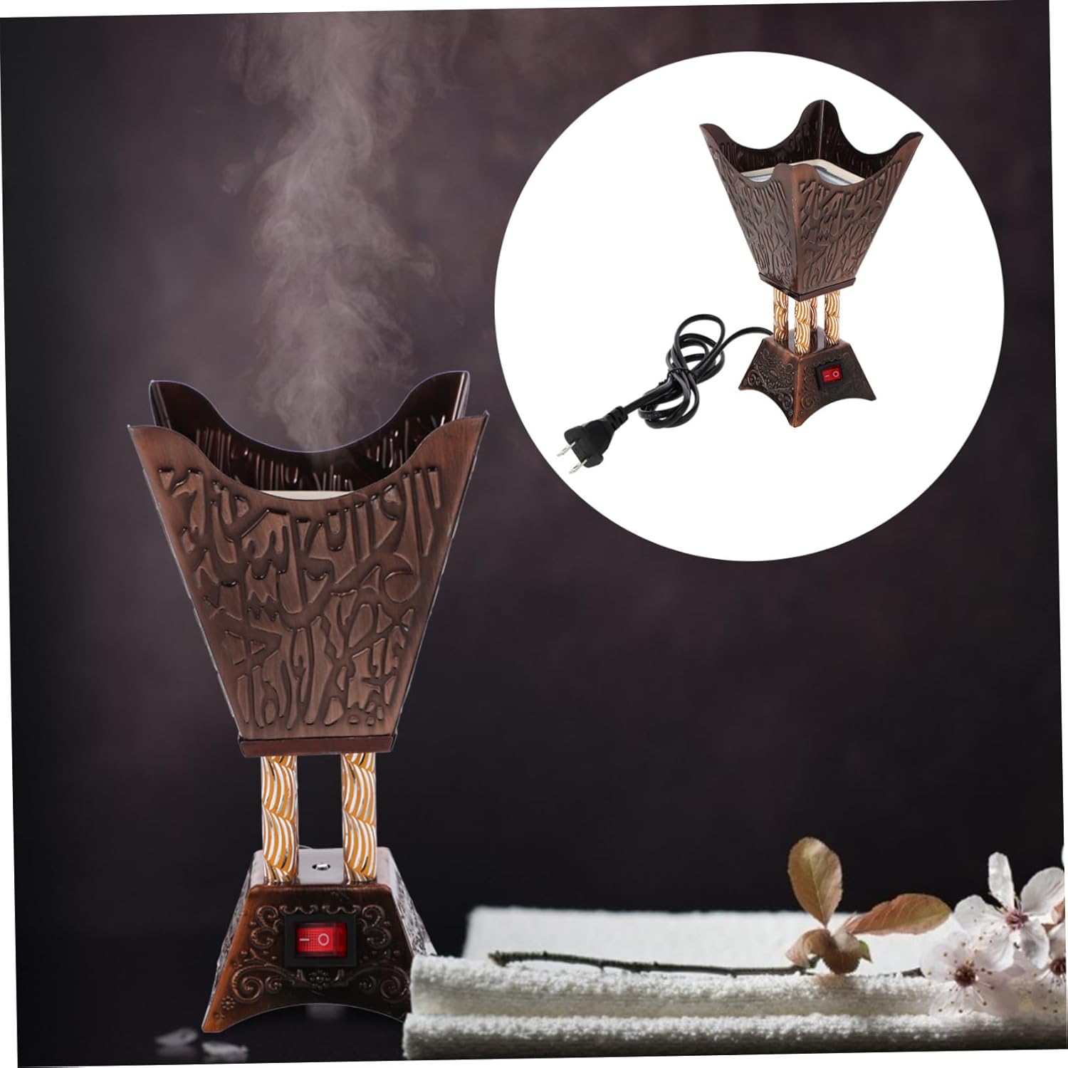 Electric Plug-In Incense Burner with Arabic Design