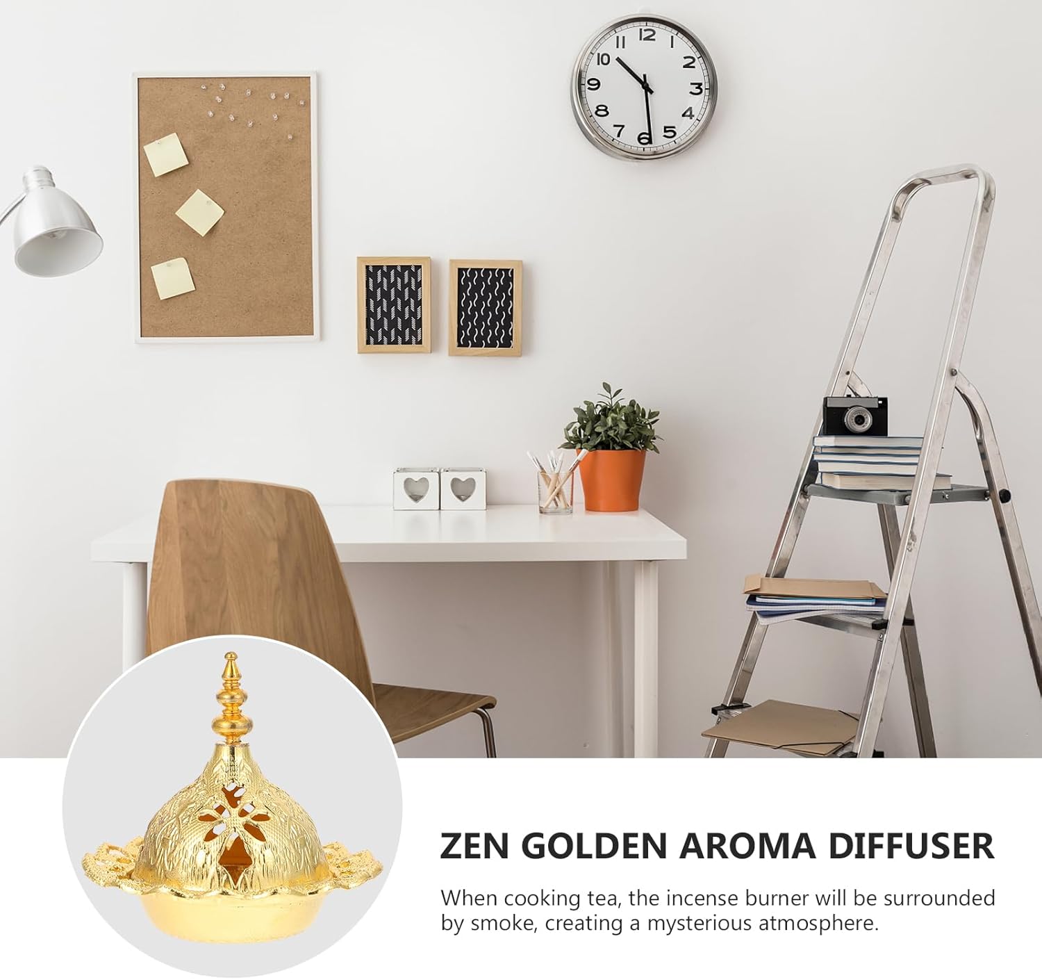 DOITOOL Incense Holder Set with Gold Censer and Brass Tray