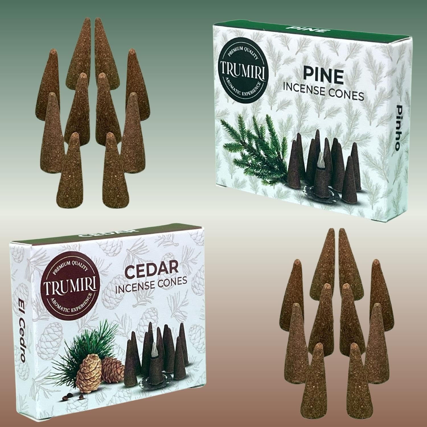 TRUMIRI Incense Cones - 20 Pack 10 Cedar 10 Pine