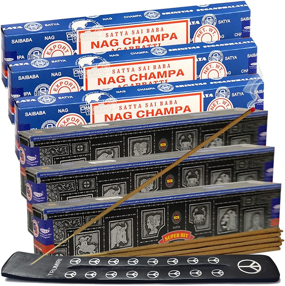 TRUMIRI Nag Champa Super Hit Incense Sticks Bundle with Holder