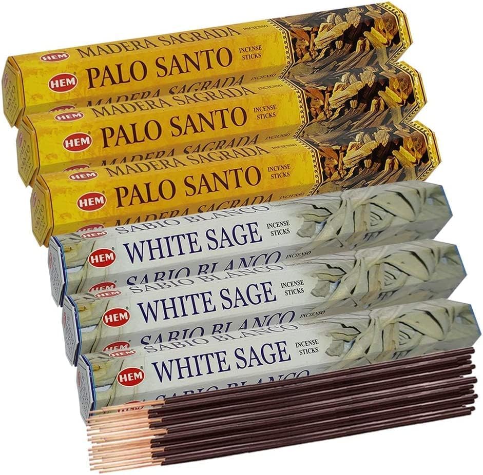 White Sage and Palo Santo Incense Sticks with Holder Bundle