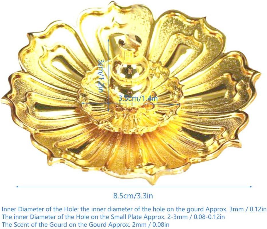 BORDSTRACT Mini Incense Holder Gold Copper Alloy Lotus Shaped Burner