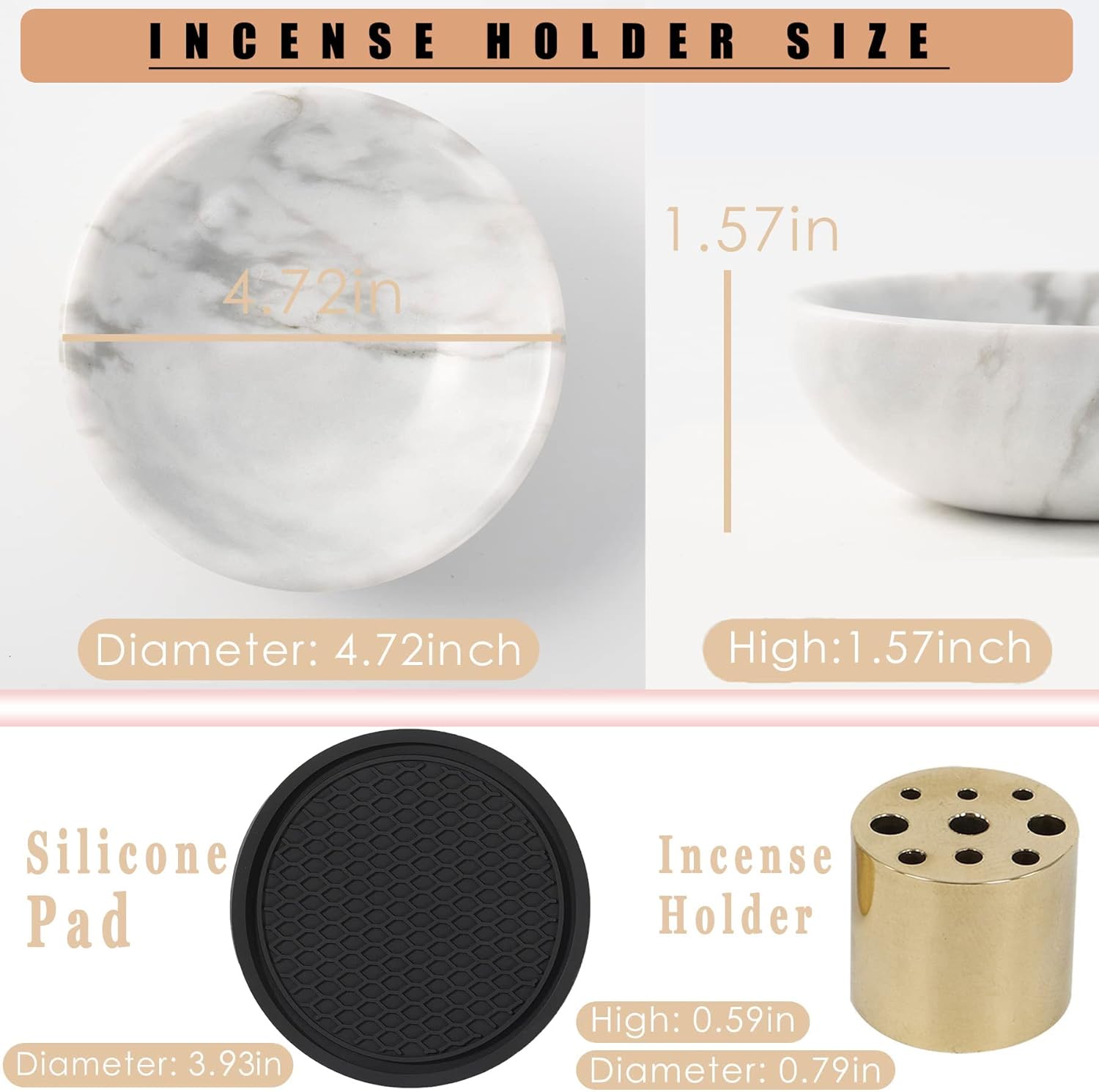 Natural Marble Incense Holder with 9 Holes