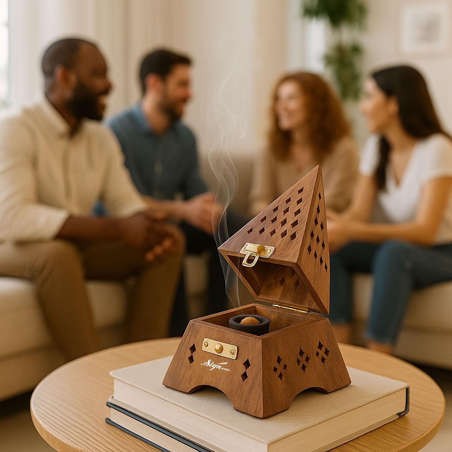 SIGNAMIO Wooden Incense Holder Dhoop Stand Pooja Room Decor