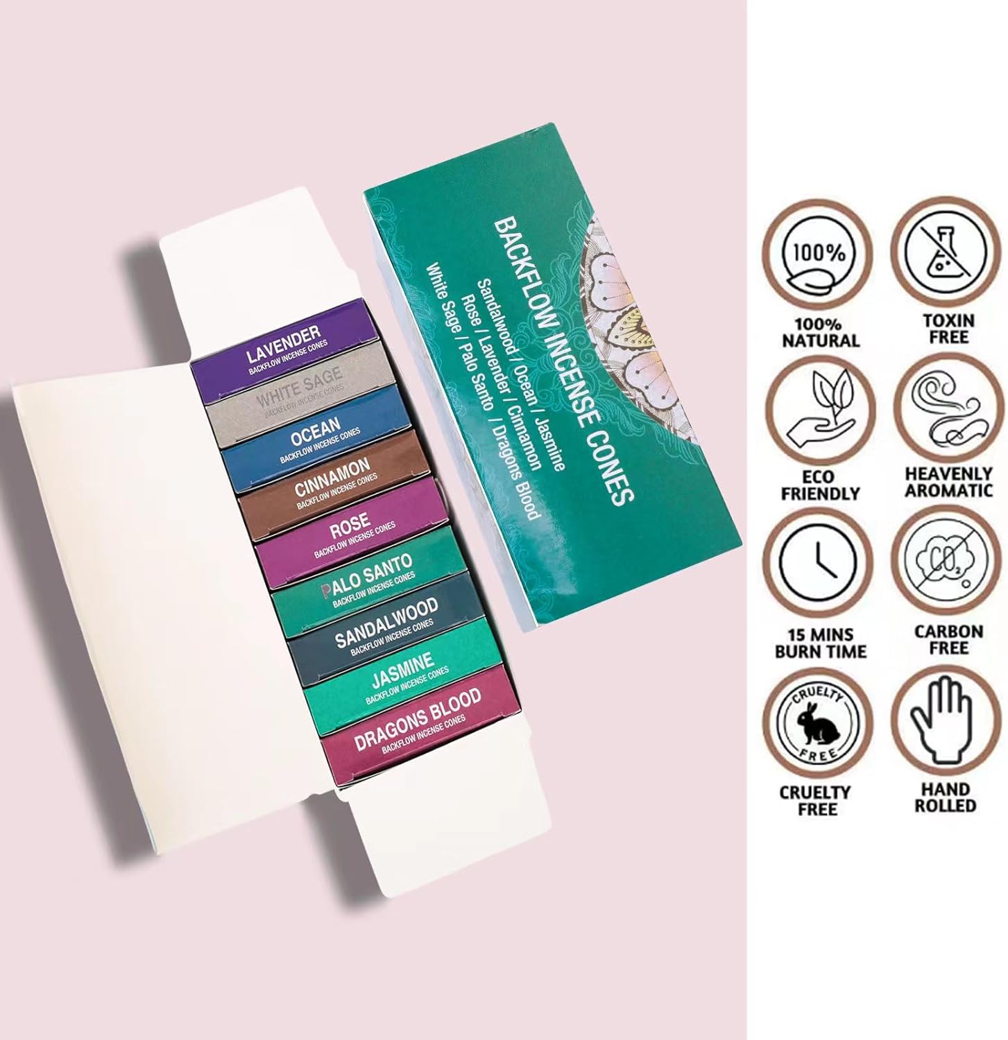 Set of 9 Backflow Incense Cones Variety Pack