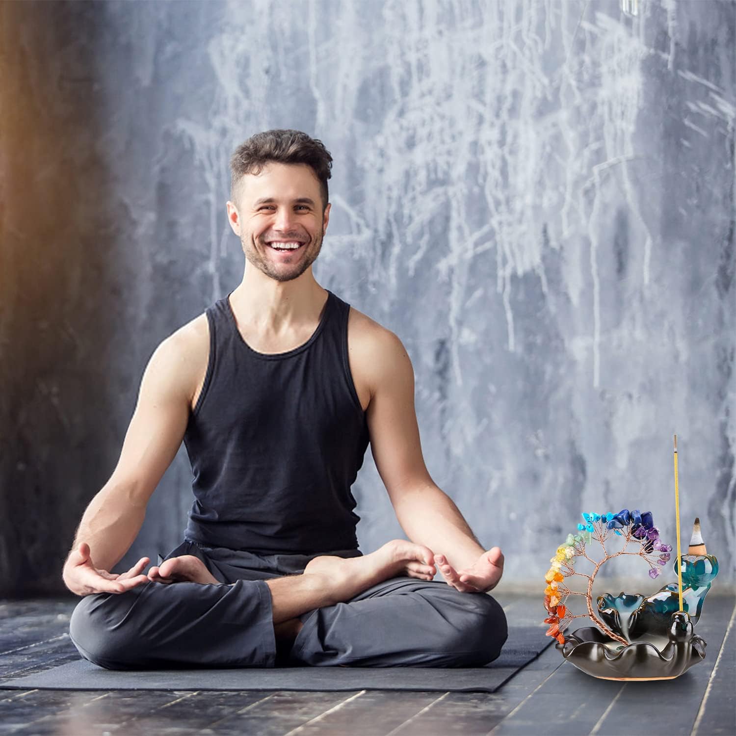 7 Chakras Crystal Tree Incense Burner with Waterfall Effect
