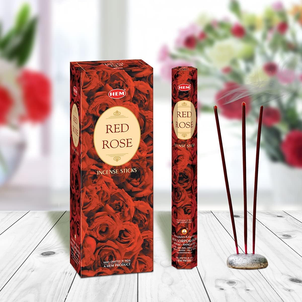 HEM Red Rose Incense Sticks 120 Count 6 Boxes