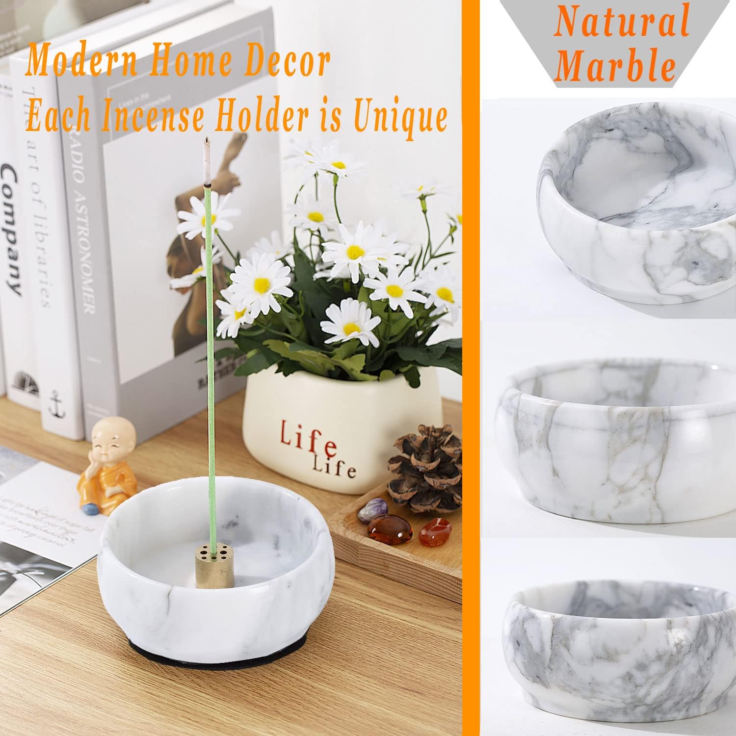 Natural Marble Incense Holder with 9 Holes 1