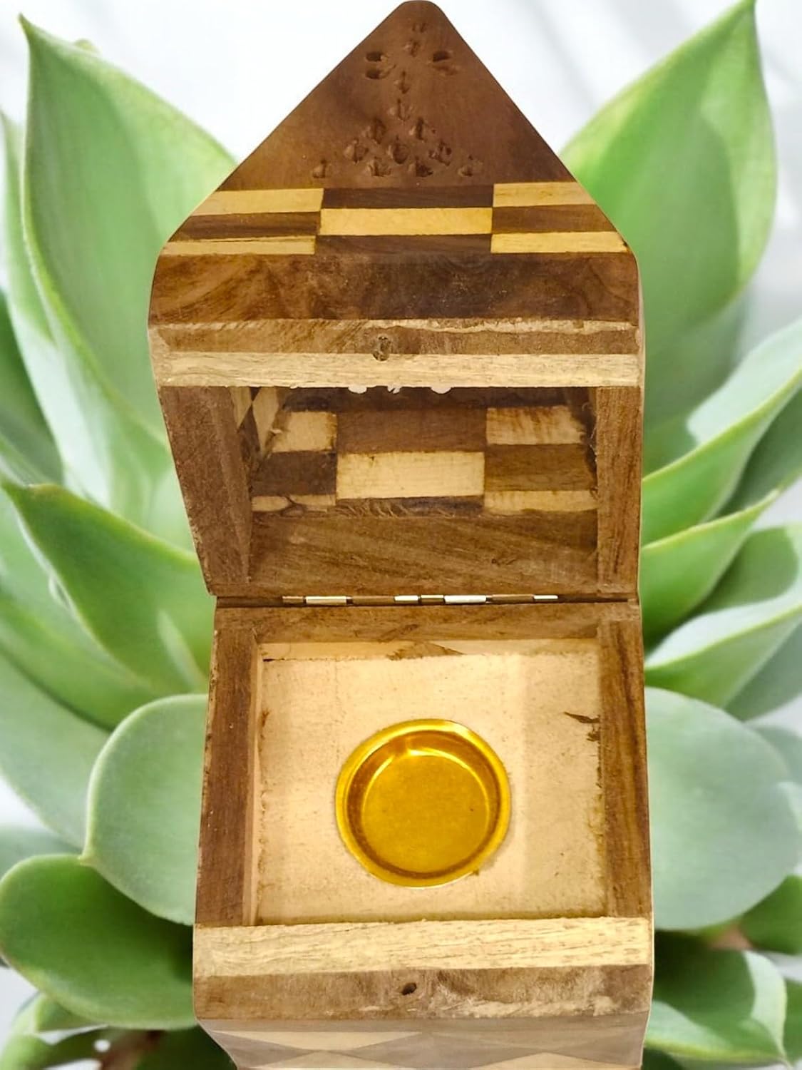 Wooden Temple Incense Cone Burner with Jointed Design