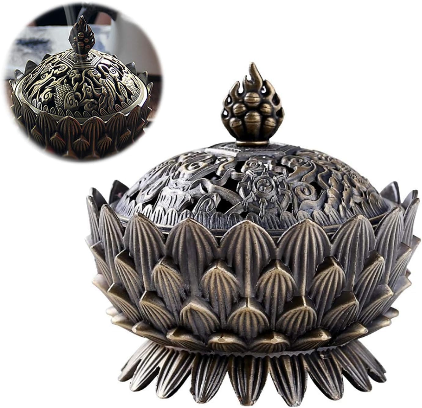 Classic Bronze Lotus Incense Burner Holder
