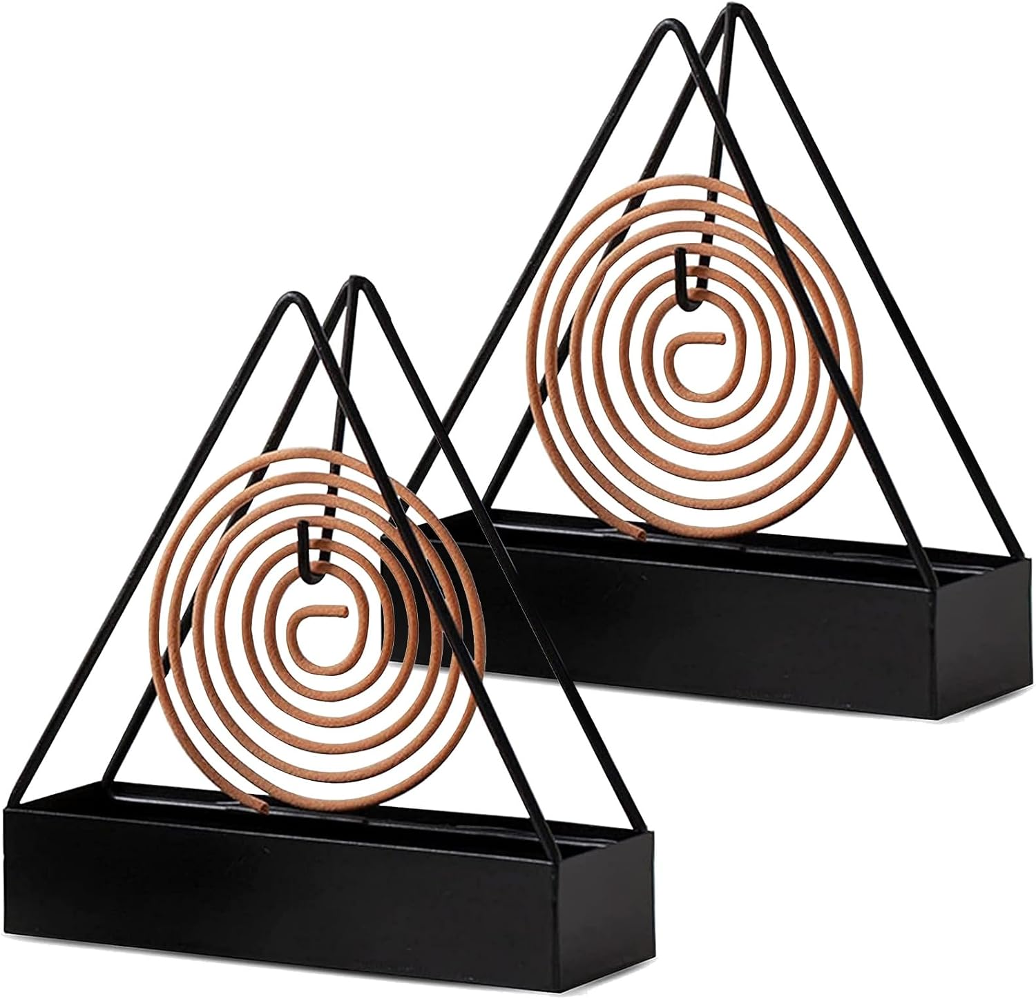2 Pcs Black Iron Mosquito Coil Holder Ash Catcher Decor