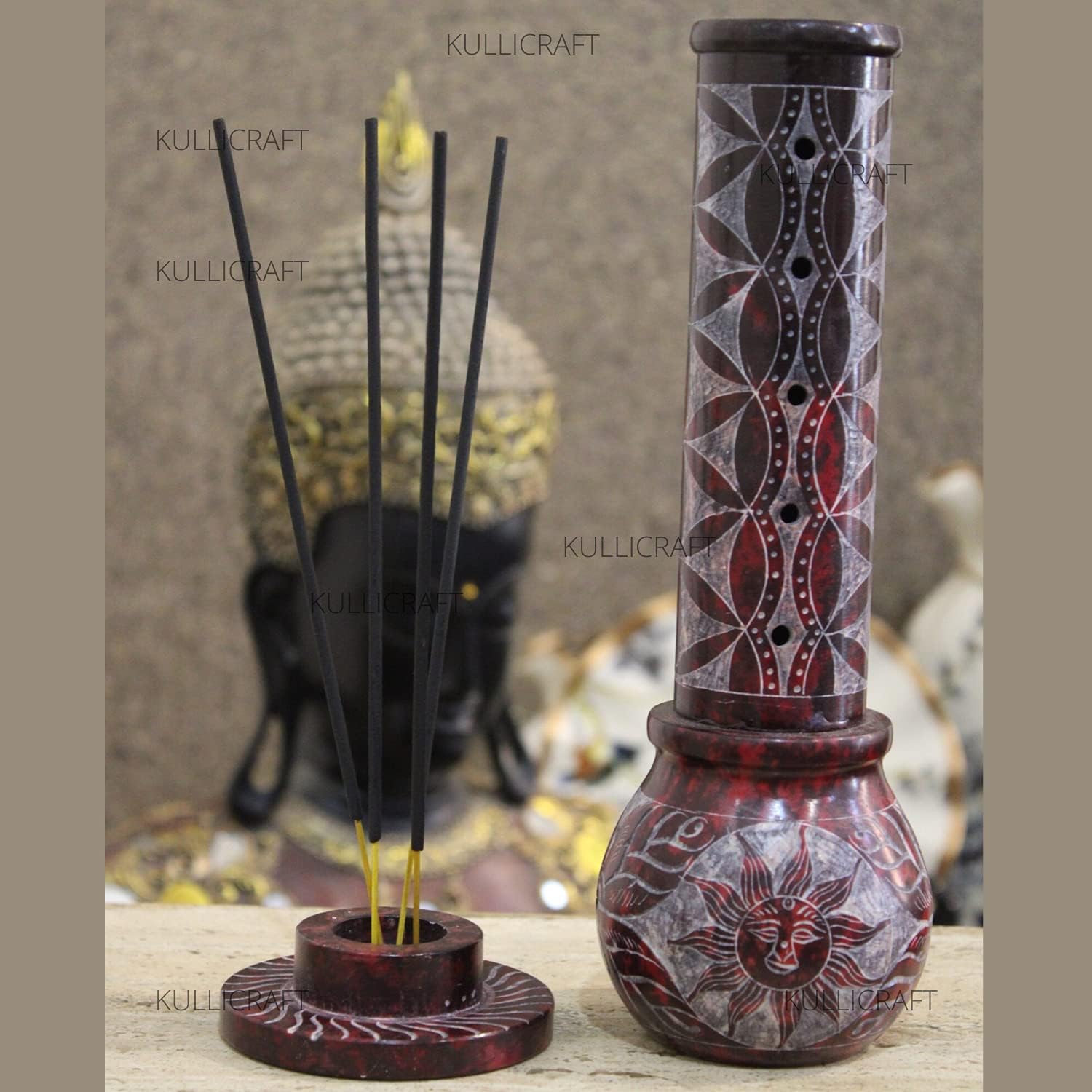 KC KULLICRAFT Marble Soapstone Incense Holder