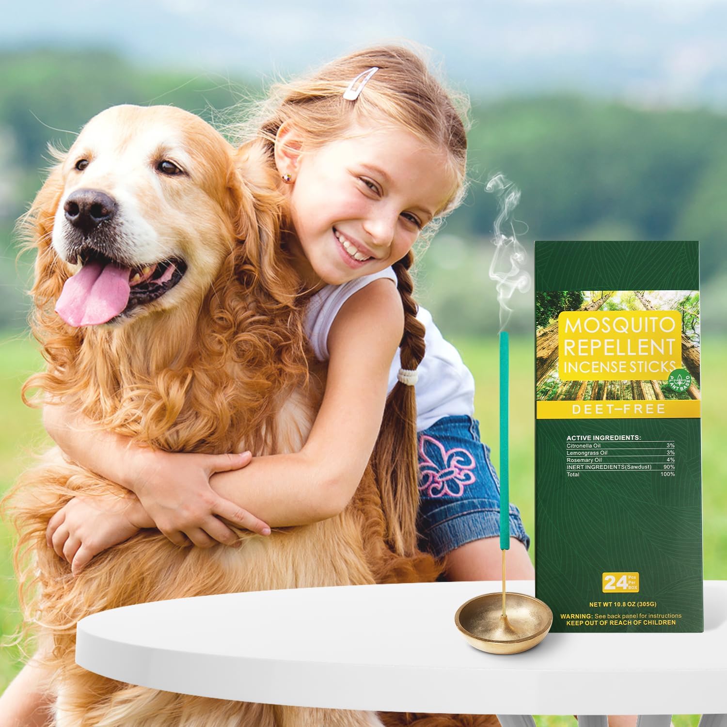 Qualihome 24 Pcs Deet Free Mosquito Repellent Incense Sticks