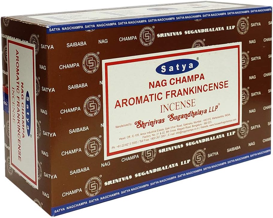 Satya Nag Champa Frankincense Incense Sticks 12 Boxes 15gms Each