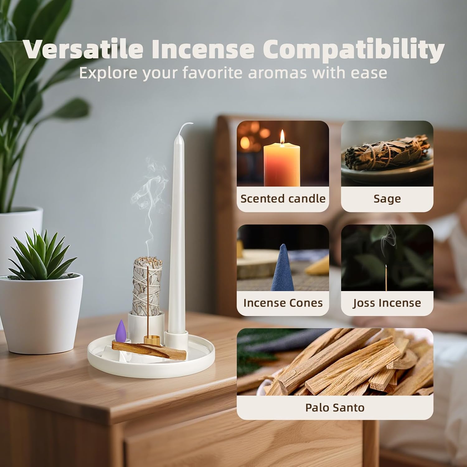 WhiteRhino 6-in-1 Ceramic Incense Burner With Ash Tray