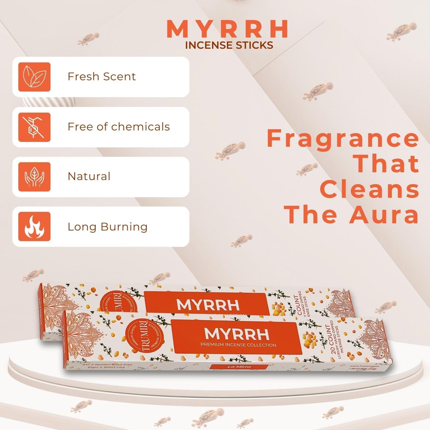 Myrrh Incense Sticks - 40 Stick Dual Pack - Natural Non Toxic