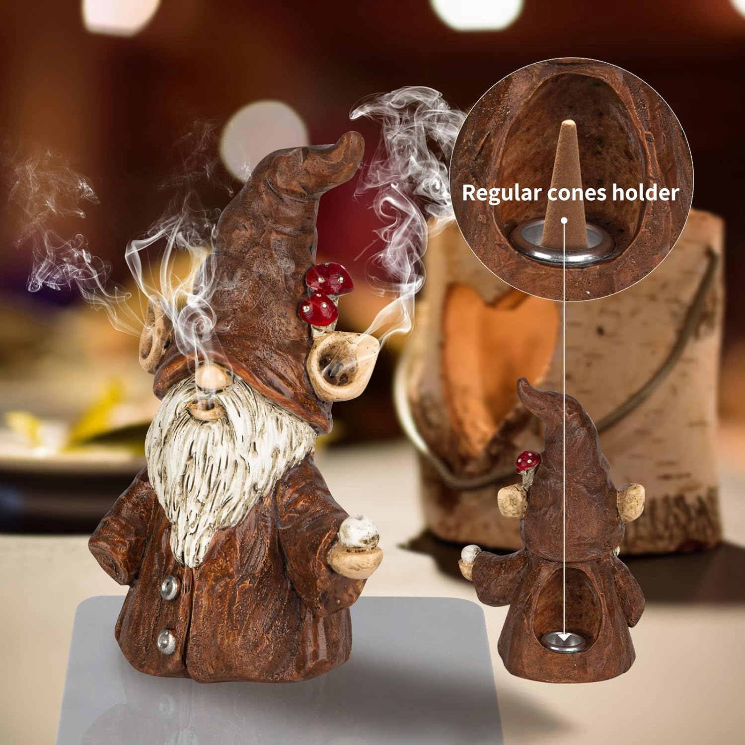 Cute Gnome Incense Holder for Sticks and Cones