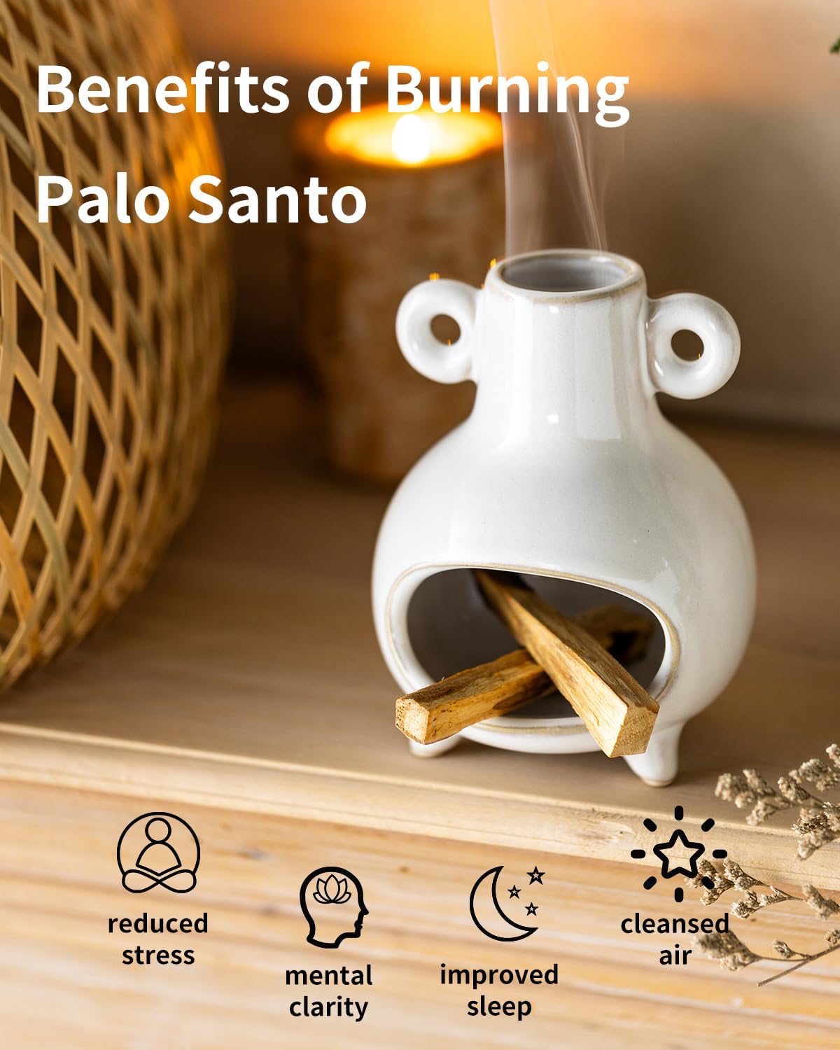 Mini Palo Santo Holder Burner White Ceramic Incense Stand