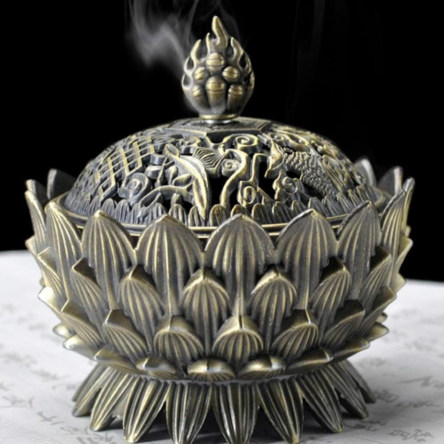 Classic Bronze Lotus Incense Burner Holder