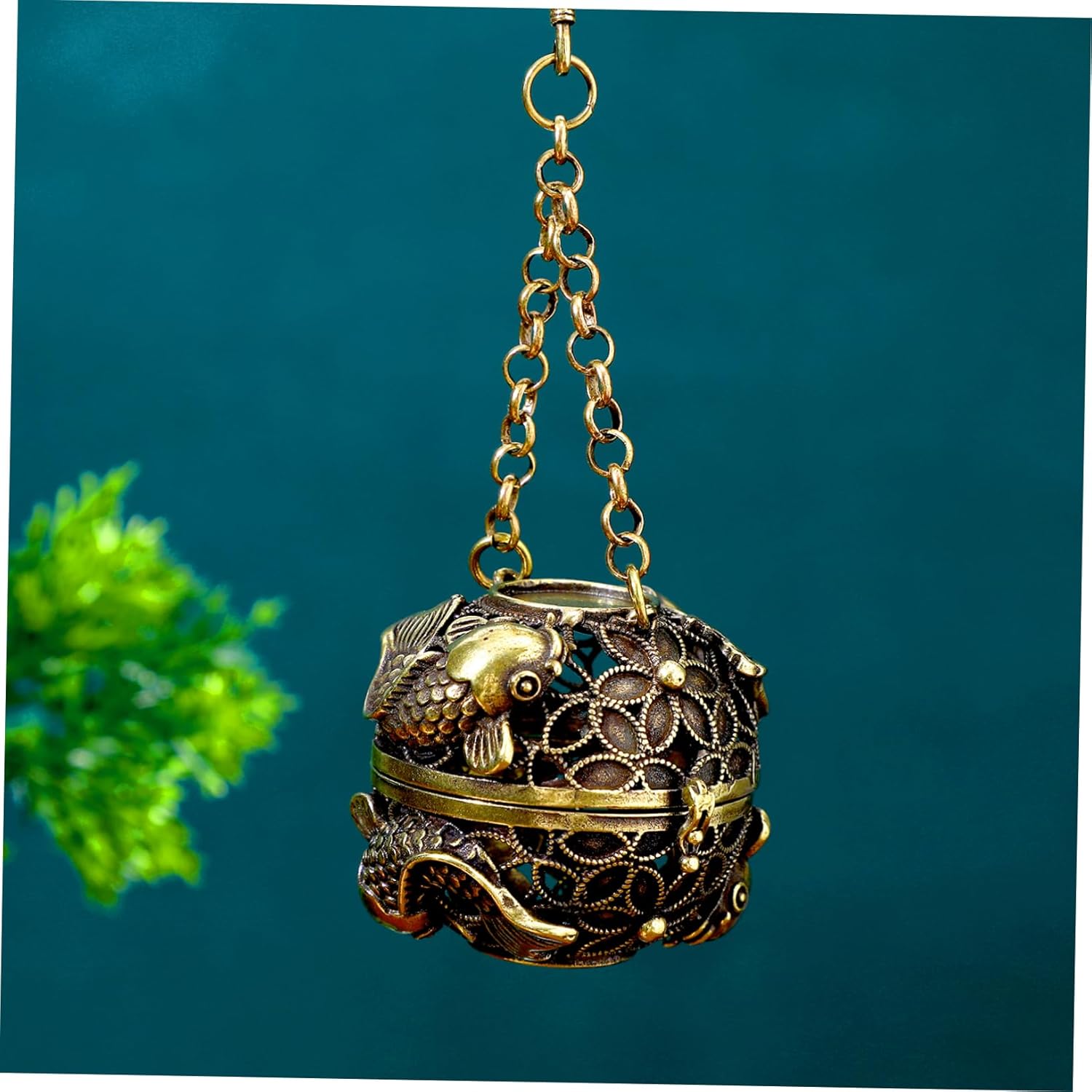 IMIKEYA Copper Incense Hanging Ball Holder