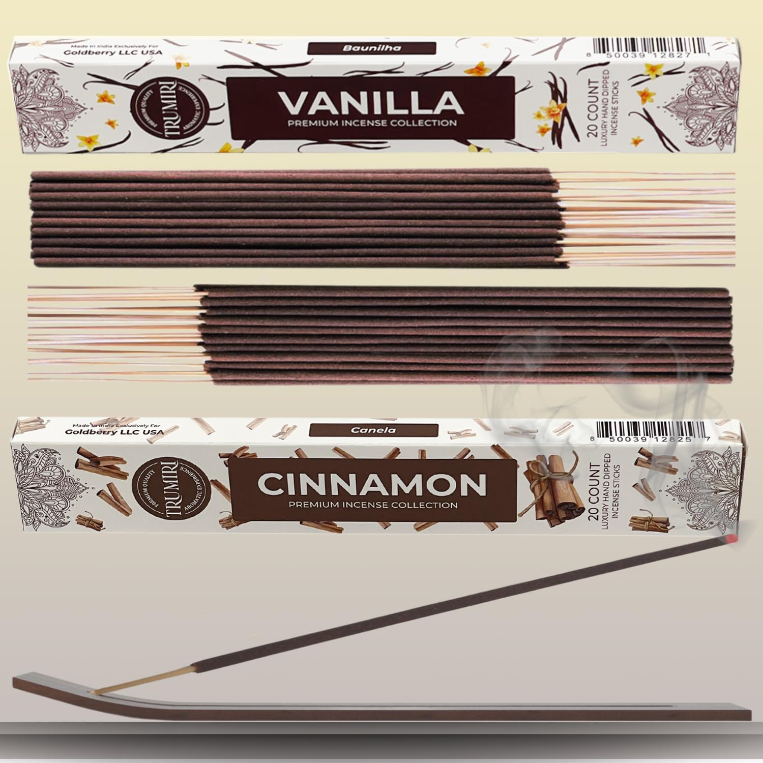 Trumiri Natural Incense Sticks - 40 Pack of Vanilla Cinnamon