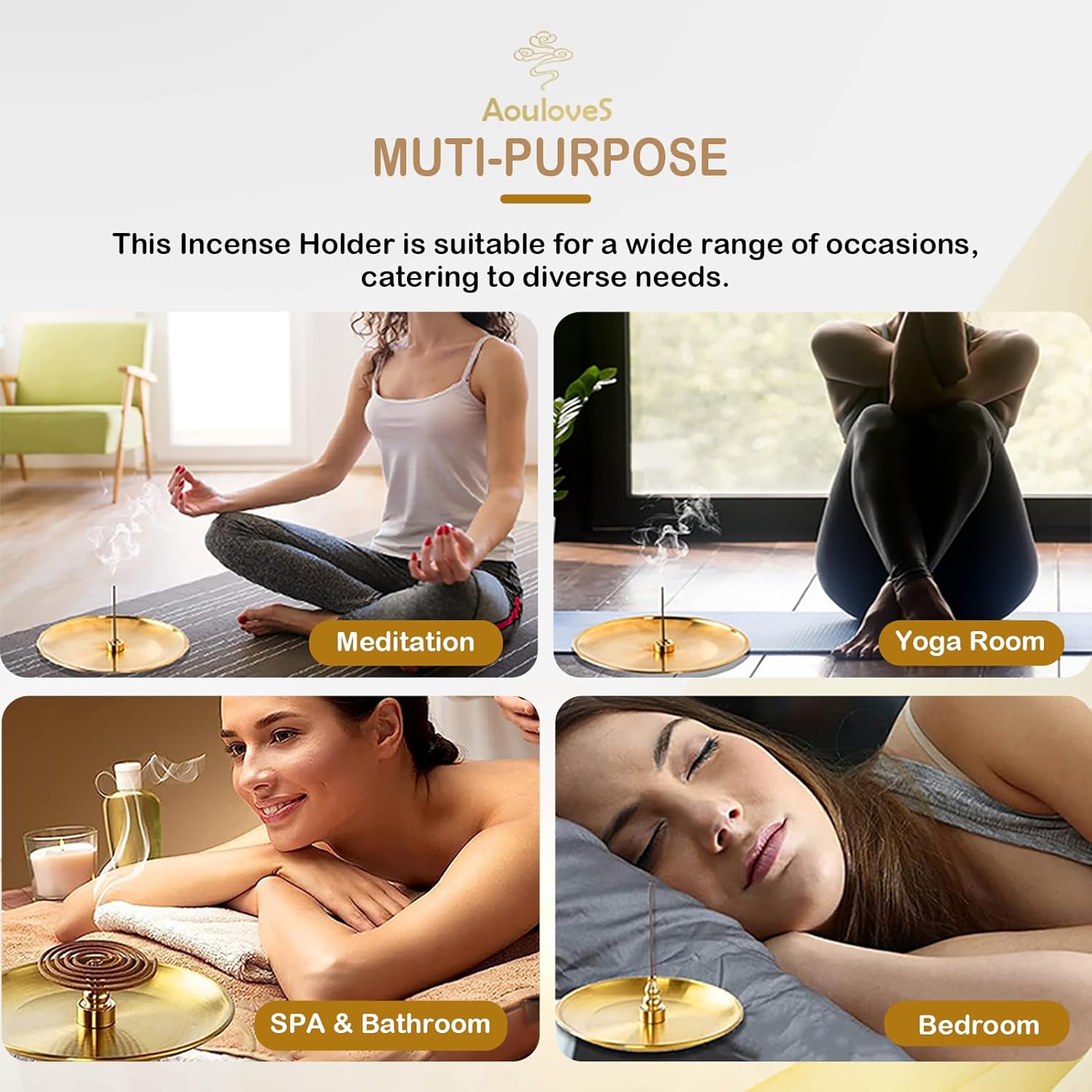 5 in 1 Brass Incense Burner Set - Multi-Functional Incense Holder