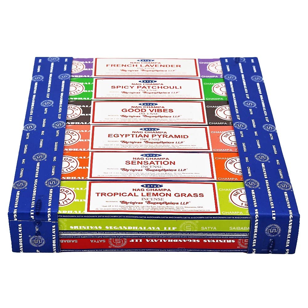 Satya 12 Pack Assorted Incense Sticks 15 Grams