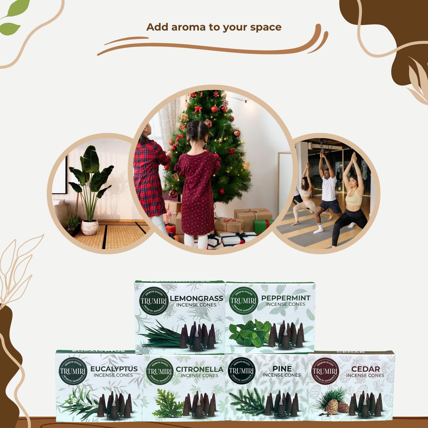 TRUMIRI Leafy Incense Cones Variety Pack 60 Count