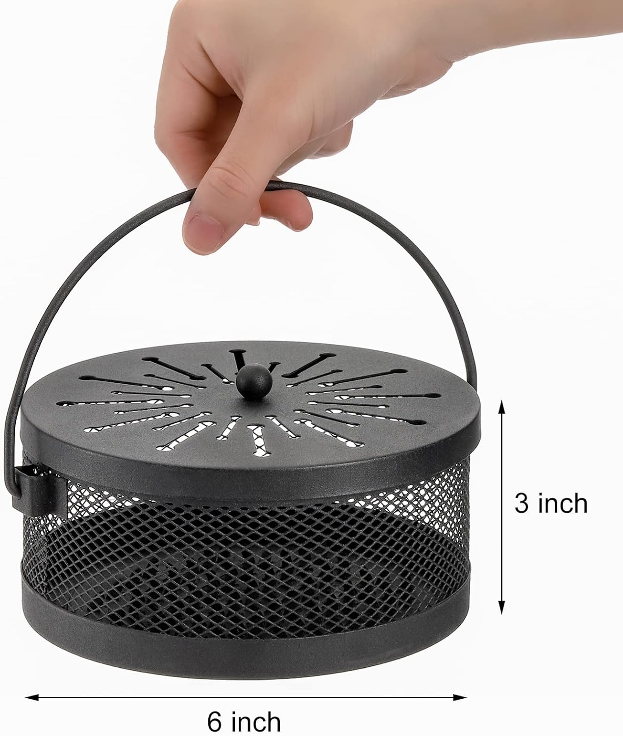 Elsjoy 2 Pack Mosquito Coil Holder with Lid Handle Portable Burner Metal