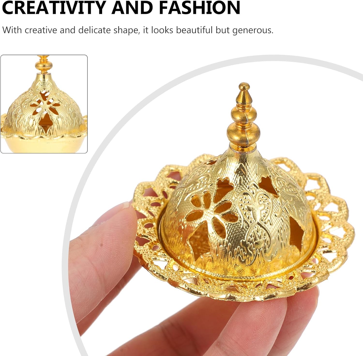 DOITOOL Incense Holder Set with Gold Censer and Brass Tray