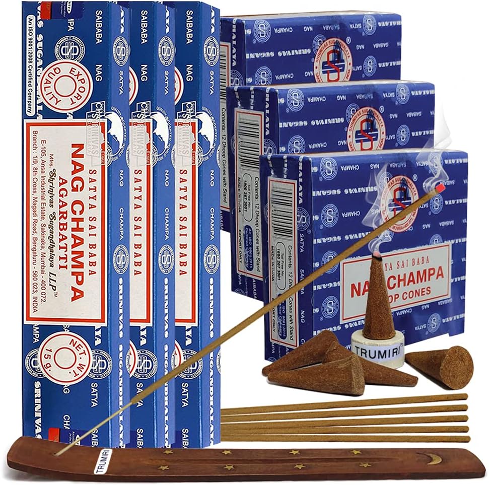TRUMIRI Nag Champa Incense Sticks and Cones Bundle