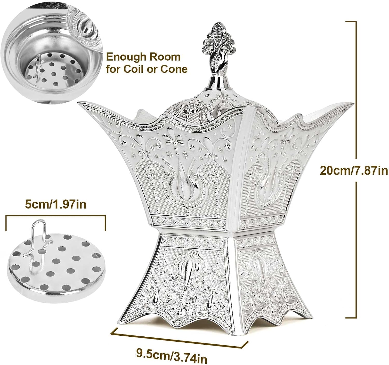 Bakhoor Incense Burner - Trophy Shape Silver