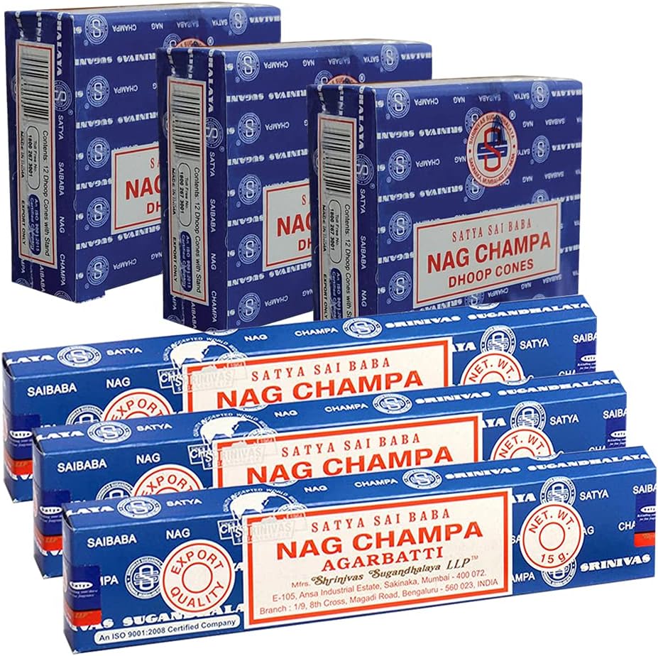 TRUMIRI Nag Champa Incense Sticks and Cones Bundle