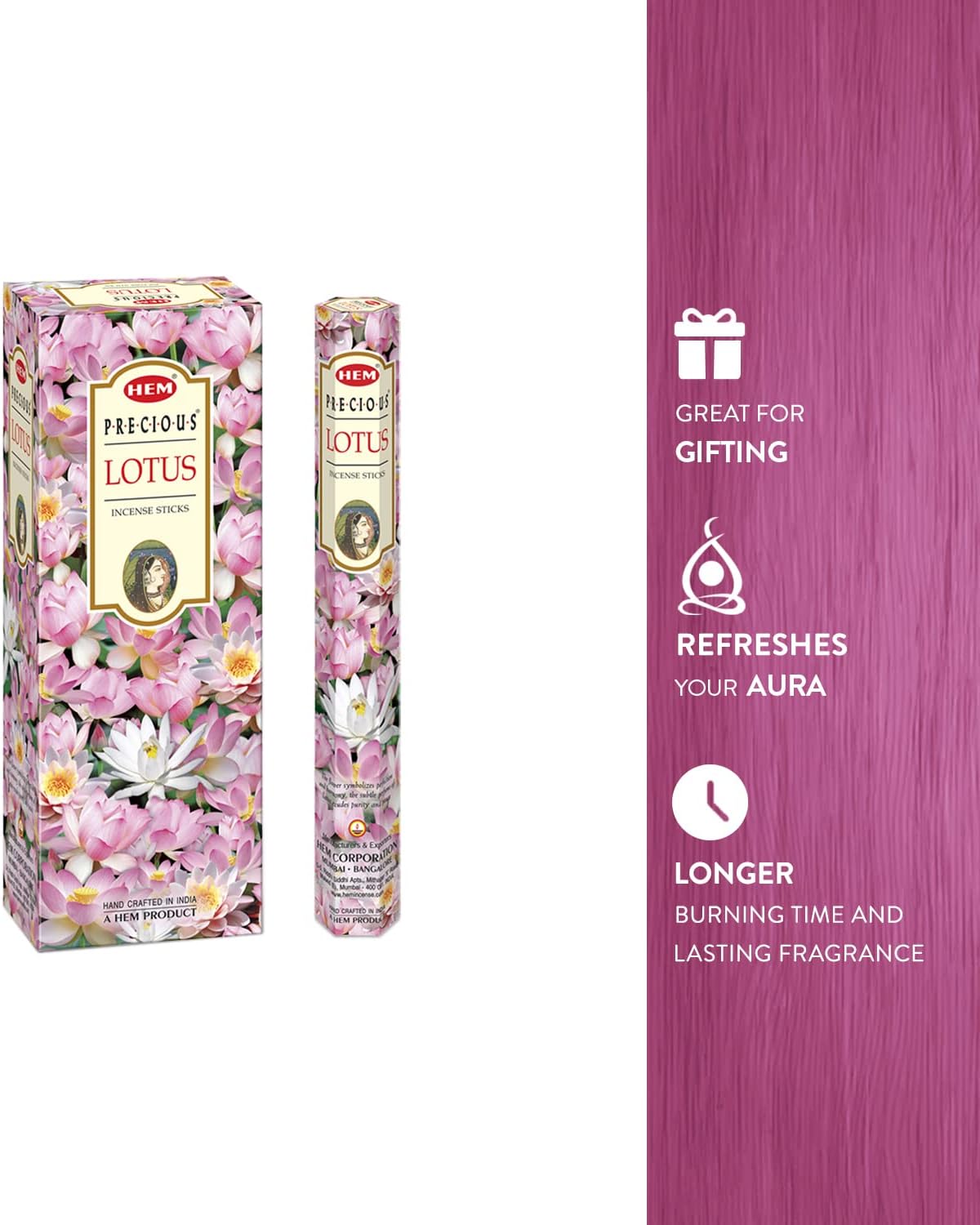 Hem Lotus Incense Sticks 120 Sticks 6 Boxes 9 Inches Long