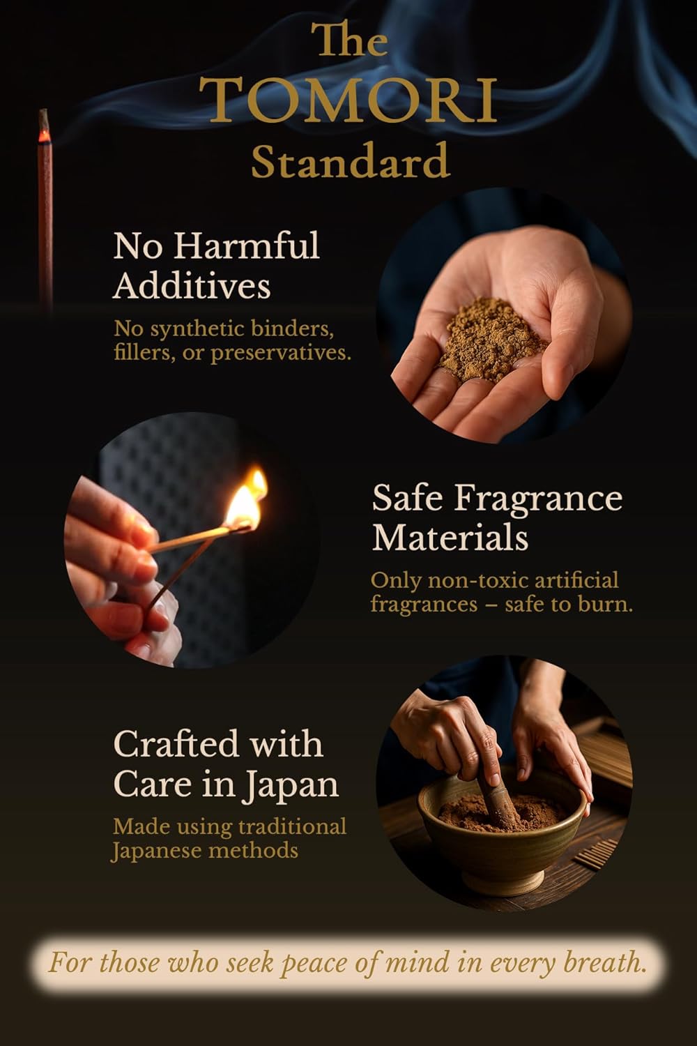 TOMORI Premium Japanese Sandalwood Incense Sticks 60 Count