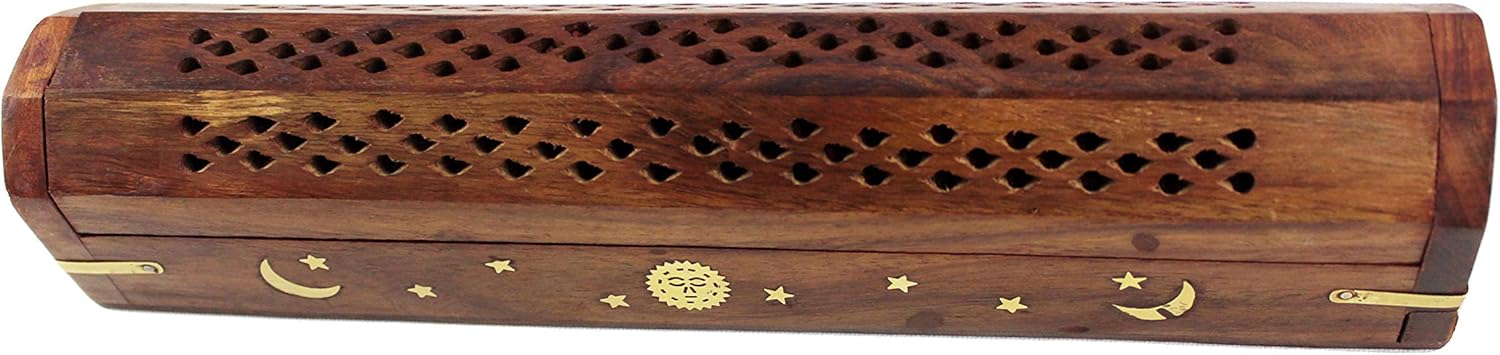 Sheesham Wood Incense Burner Set of 2 Coffin Style