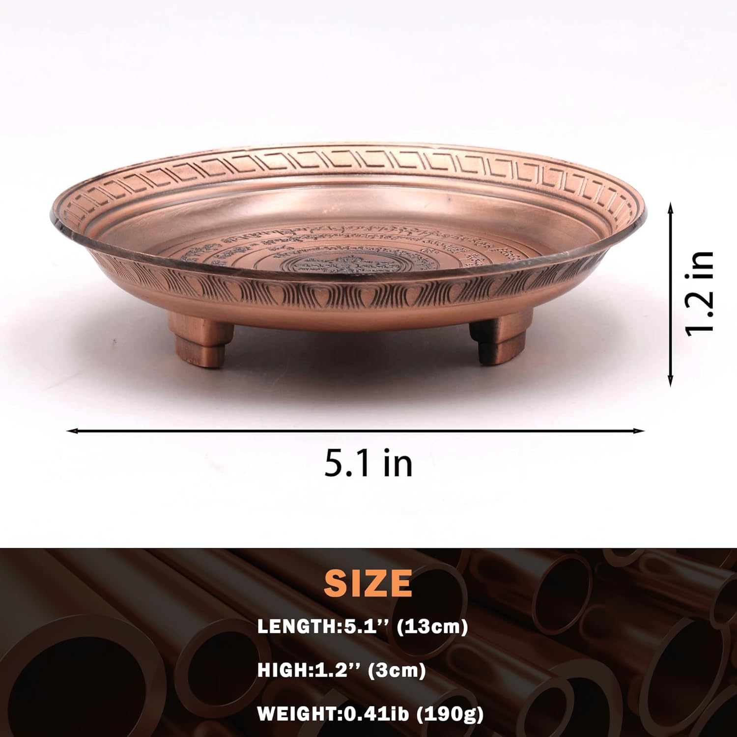 Copper Sacrifice Ritual Plate Three-Legged Offering Bowl