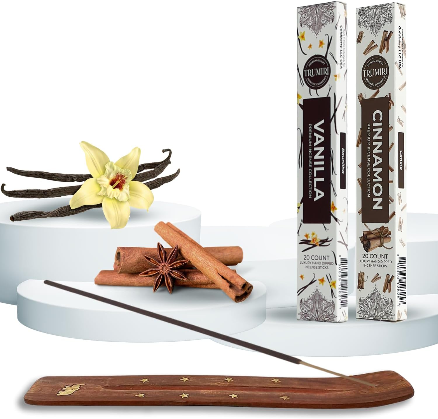 Trumiri Natural Incense Sticks - 40 Pack of Vanilla Cinnamon