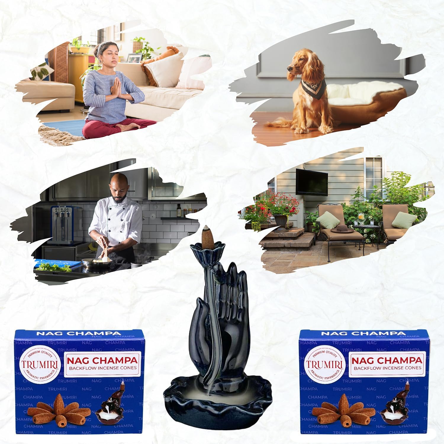 TRUMIRI Nag Champa Backflow Incense Cones - 20 Cone Dual Pack