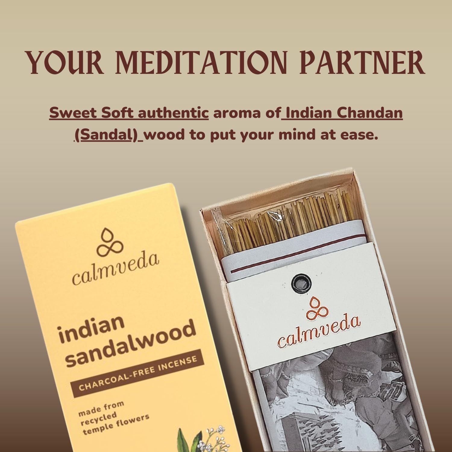 Calmveda Indian Sandalwood Incense Sticks 80 Count