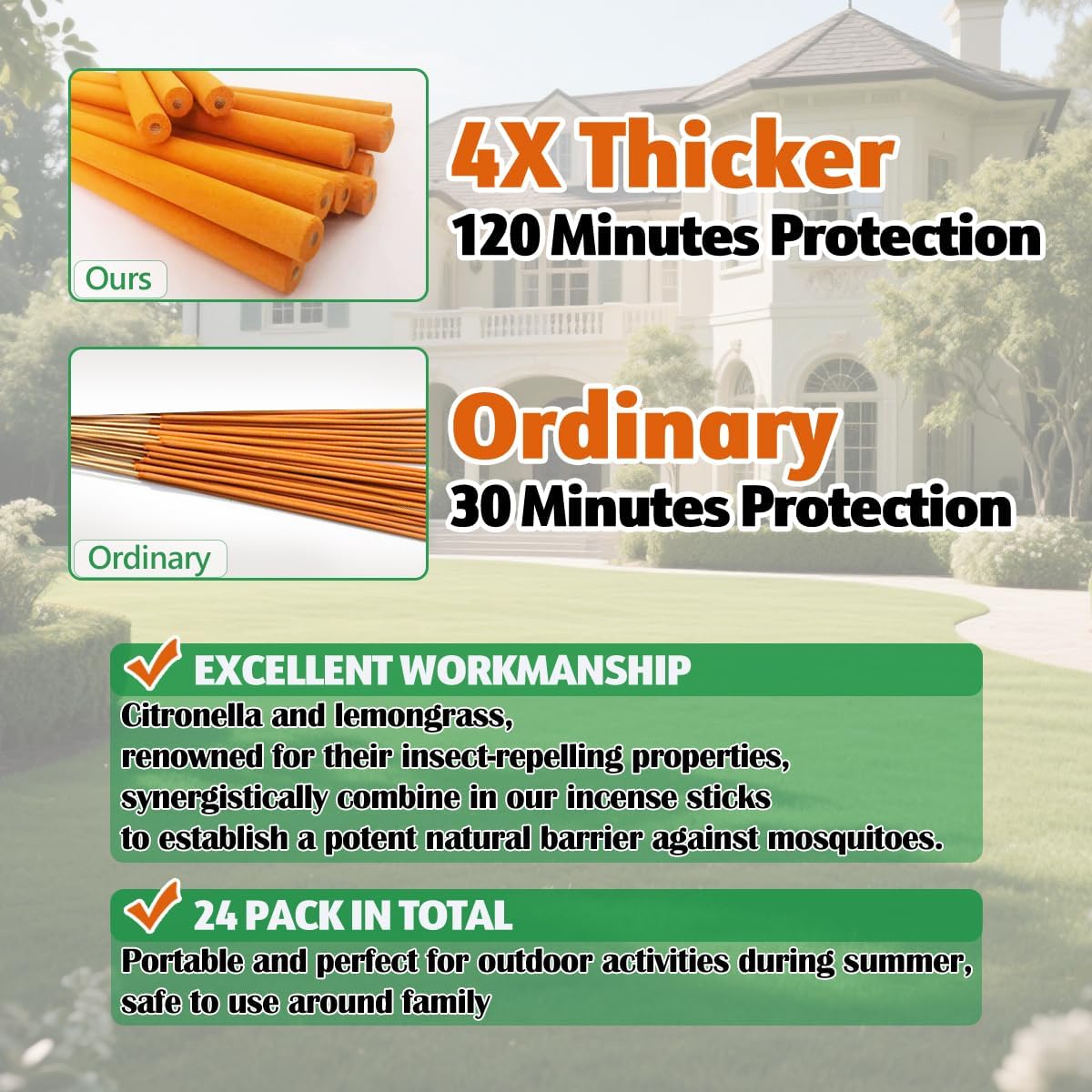 Extra Large Mosquito Repellent Sticks 24 Pack